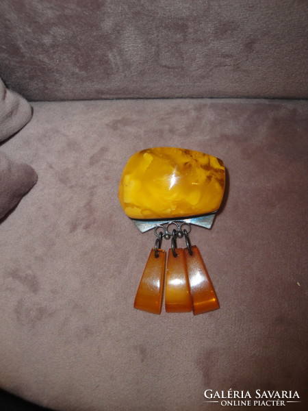Russian honey amber brooch