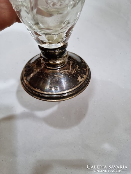 Old silver crystal vase with base