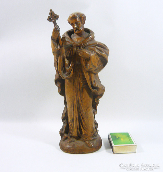 St. Peter's 11.4 Cm signed hand-carved wooden statue, flawless! (F030)