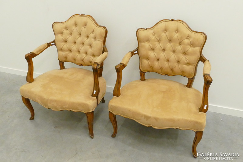 We are looking for our loving family as a small neo-baroque beech armchair