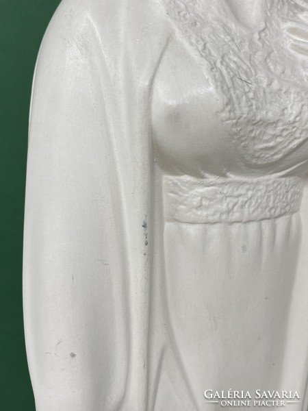 Large biscuit porcelain statue of a standing woman by sculptor Kristóf Kelemen - cz