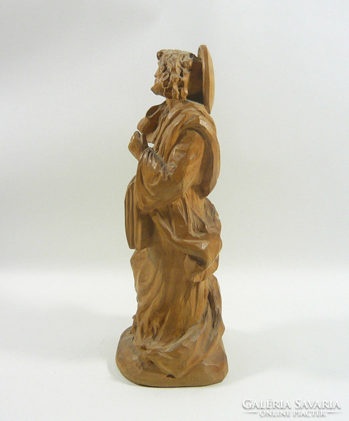Luke Evangelist 20.2 Cm signed hand-carved wooden statue, flawless! (F036)