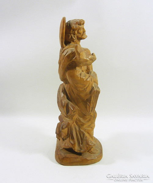 Luke Evangelist 20.2 Cm signed hand-carved wooden statue, flawless! (F036)