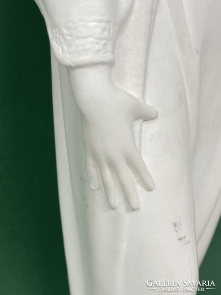 Large biscuit porcelain statue of a standing woman by sculptor Kristóf Kelemen - cz