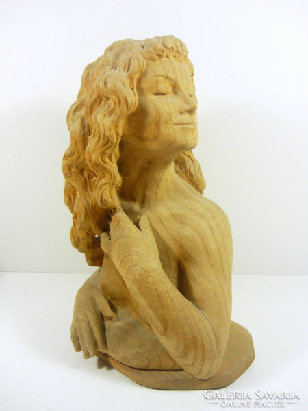 Naked lady 27 cm hand-carved wooden bust, flawless! (F033)
