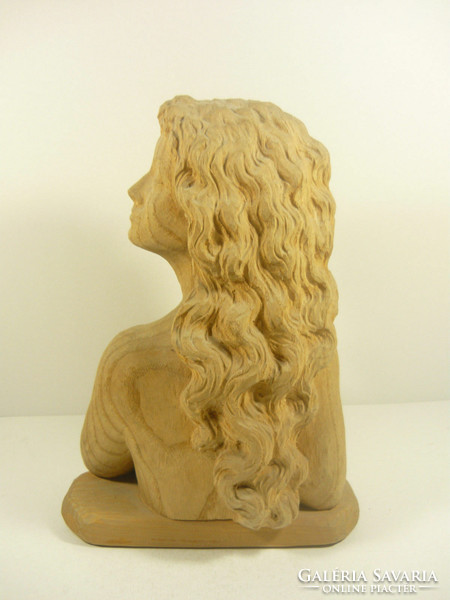 Naked lady 27 cm hand-carved wooden bust, flawless! (F033)