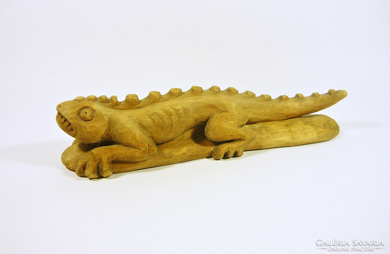 Salamander 26.5 Cm signed hand carved wooden sculpture, flawless! (F027)