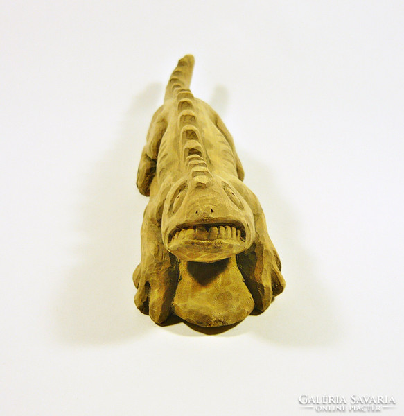 Salamander 26.5 Cm signed hand carved wooden sculpture, flawless! (F027)