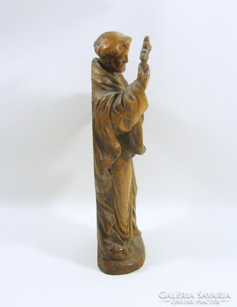 St. Peter's 11.4 Cm signed hand-carved wooden statue, flawless! (F030)