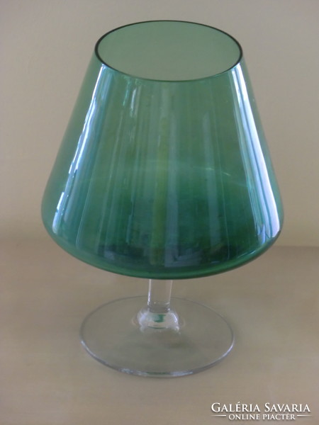 Elegant green large glass cup 18 cm in diameter, 24 cm high