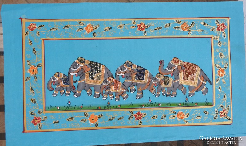 Indian silk painting: elephant thread