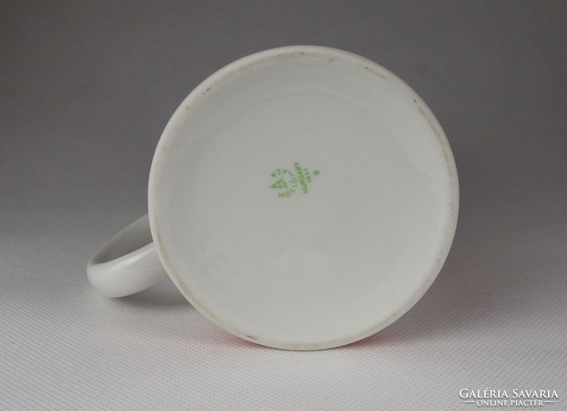 1G280 Hollóházi virágmintás piros kék porcelán söröskorsó 14.3 cm