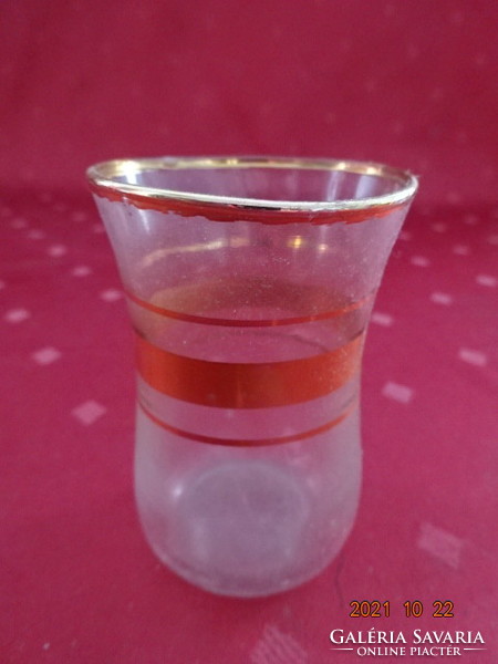 Üveg teáscsésze, török, arany szegélyes, magassága 7,5 cm. Vanneki!