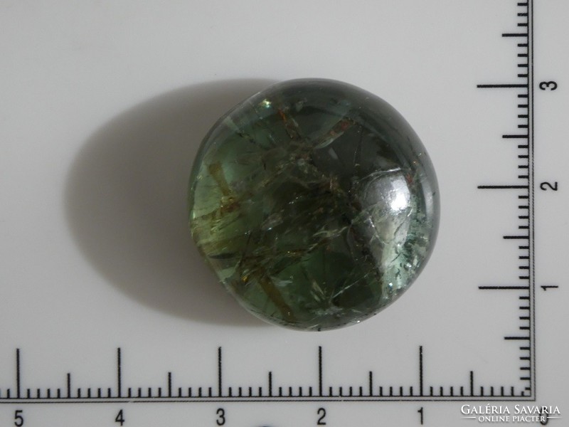 Apatite mineral, polished Moroccan stone grown with naturally formed mica inclusions. 13 Grams