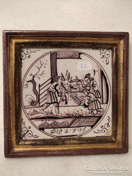 Antik delfti porcelán csempe Jézus születése keresztény karácsony motívum 18-19.század Delft nr. 70
