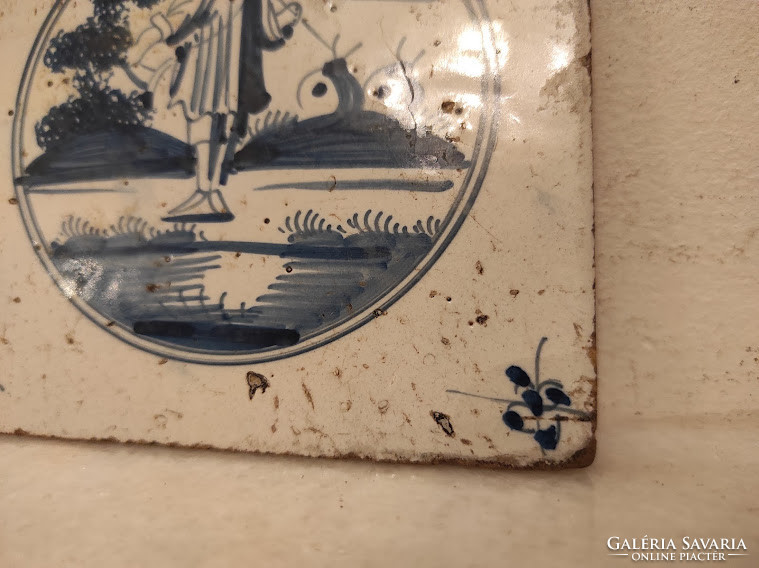 Antique delft porcelain tiles wandering motif 18-19th century delft nr. 249