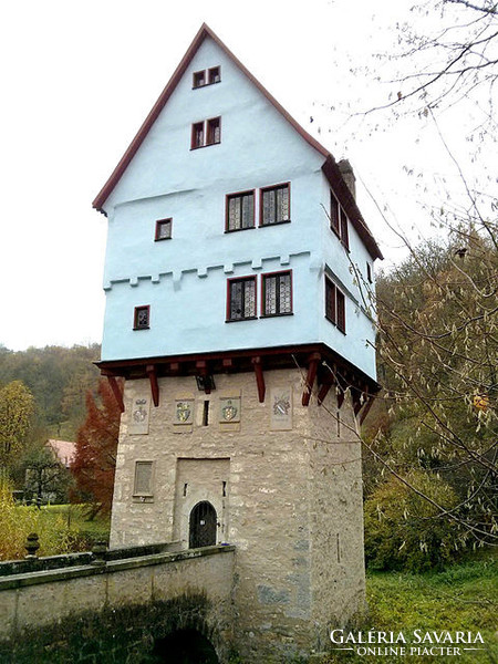 Lighting model of a medieval residential tower made of ceramic, 20 cm candle holder