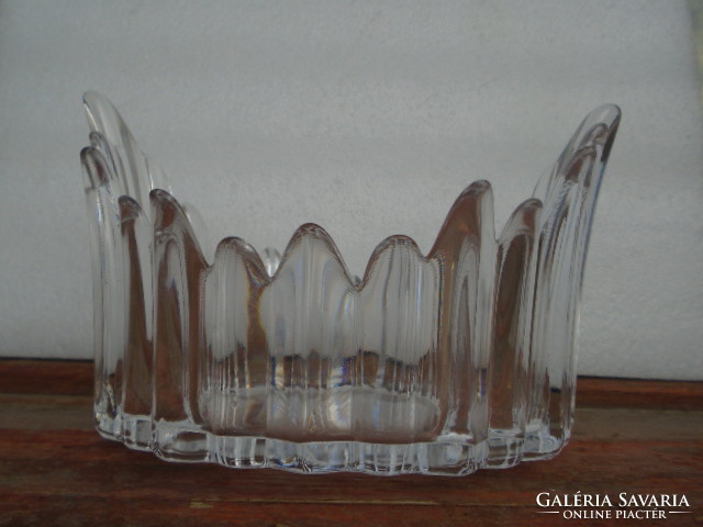 Különleges KRISTÁLY SKANDINÁV üveg kínáló/asztalközép MÉRETI :22 X 14,5 CM  13,5 MAGAS