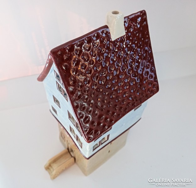 Lighting model of a medieval residential tower made of ceramic, 20 cm candle holder