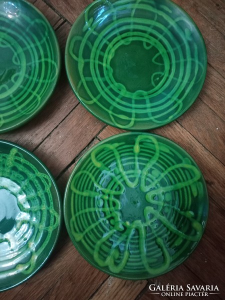 Six beautiful green ceramic small plates