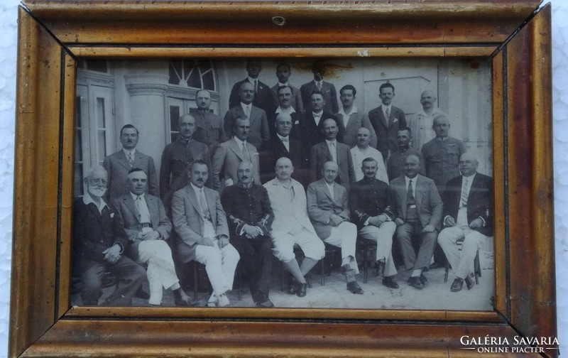 Military doctors hospital group photo antique black and white photo glazed wooden frame