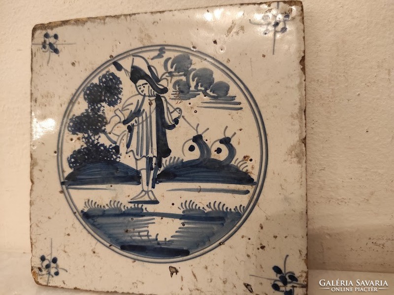 Antique delft porcelain tiles wandering motif 18-19th century delft nr. 249