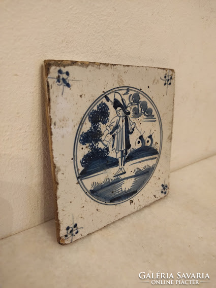 Antique delft porcelain tiles wandering motif 18-19th century delft nr. 249