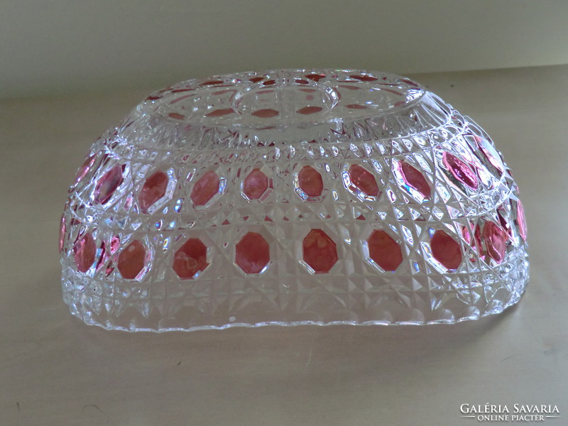 Glass candy serving oval burgundy glass inlay 20x12x8 cm