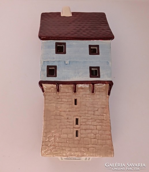 Középkori lakótorony világító modellje kerámiából 20cm mécsestartó