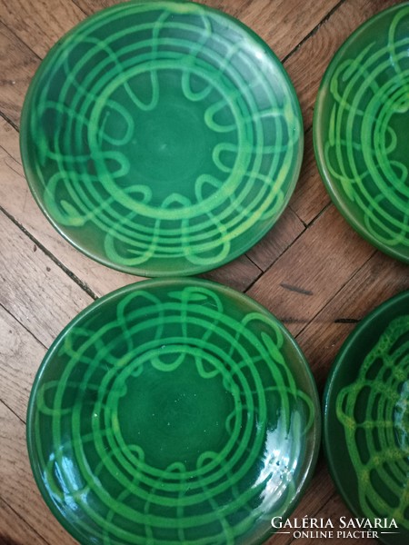 Six beautiful green ceramic small plates