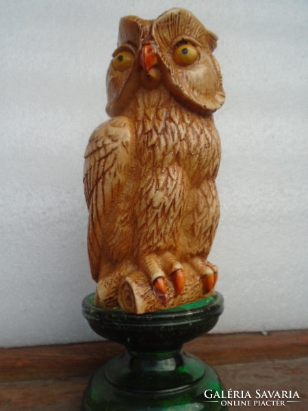 A lifelike serious owl with a bone or bone effect