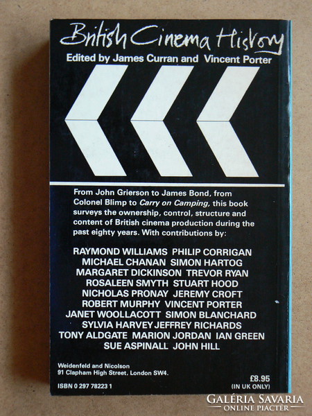 BRITISH CINEMA HISTORY, JAMES CURRAN, VINCENT PORTER 1983, ANGOL NYELVŰ KÖNYV JÓ ÁLLAPOTBAN