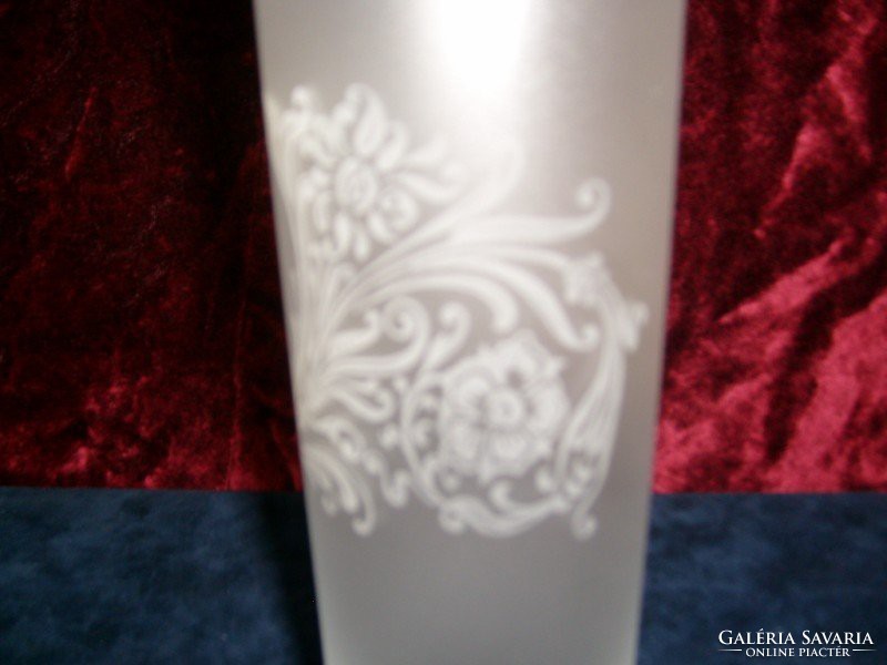 Antik hibátlan kalcedon üveg váza sav maratott díszes 17 cm