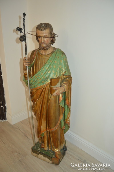 Large statue of a saint depicting an antique wooden mosaic. 102 cm high