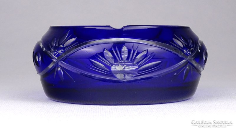 1G337 Régi kék kristály üveg hamutál 9.5 cm