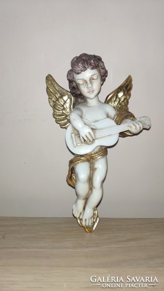 Olasz régi kézzel festett angyal figura fali dísz