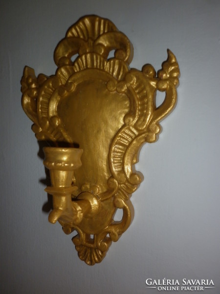Antique carved wooden wall lamp