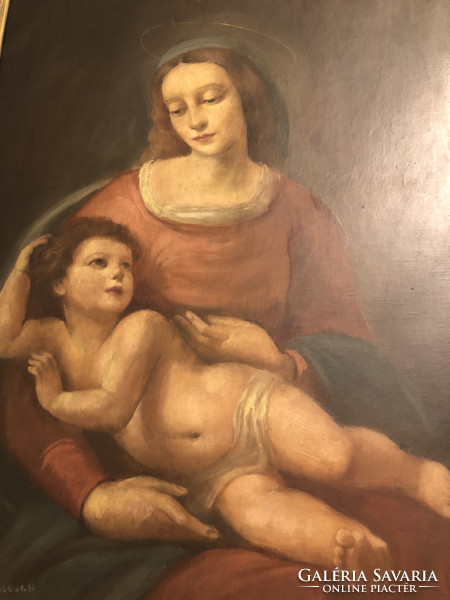 Ifj.Czene Béla Madonna Gyermekével olajfestmény