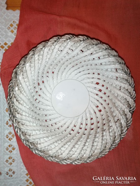 Italian porcelain wicker serving basket.