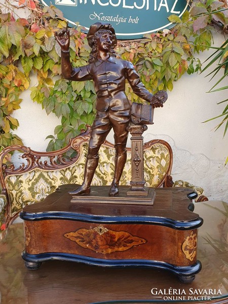 Old sculpture with inlaid wooden box base