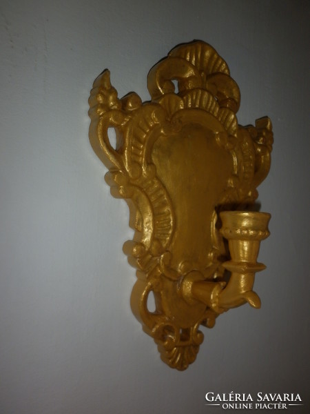 Antique carved wooden wall lamp