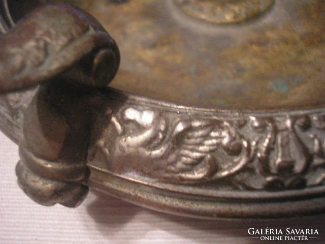 U3 antique aufsats master marked form number mythological ash border dragon + lute ornate 3-legged heavy