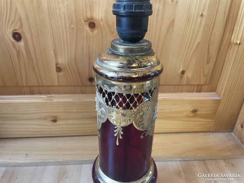 Gilded glass lamp with bronze copper base