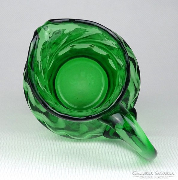 1G377 Hibátlan kisméretű zöld üveg kancsó 14.5 cm