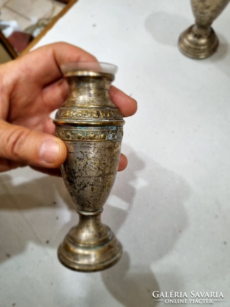 2 old silver-plated vases