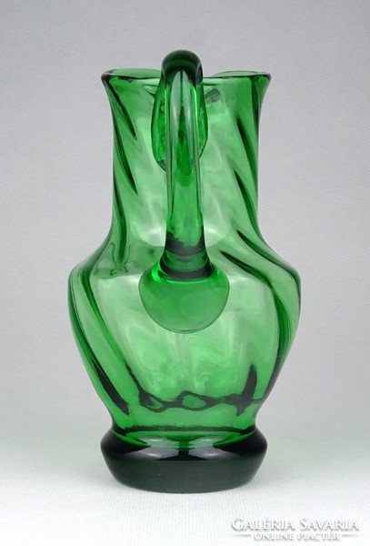 1G377 Hibátlan kisméretű zöld üveg kancsó 14.5 cm