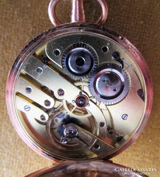 Art Nouveau 14 carat marked gold double lid pocket watch with original box k u k yard