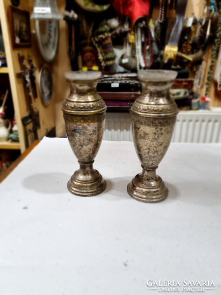 2 old silver-plated vases