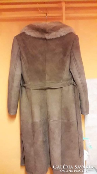 Retro - real women's leather coat - original pannonia fur studded product - women's lamb coat