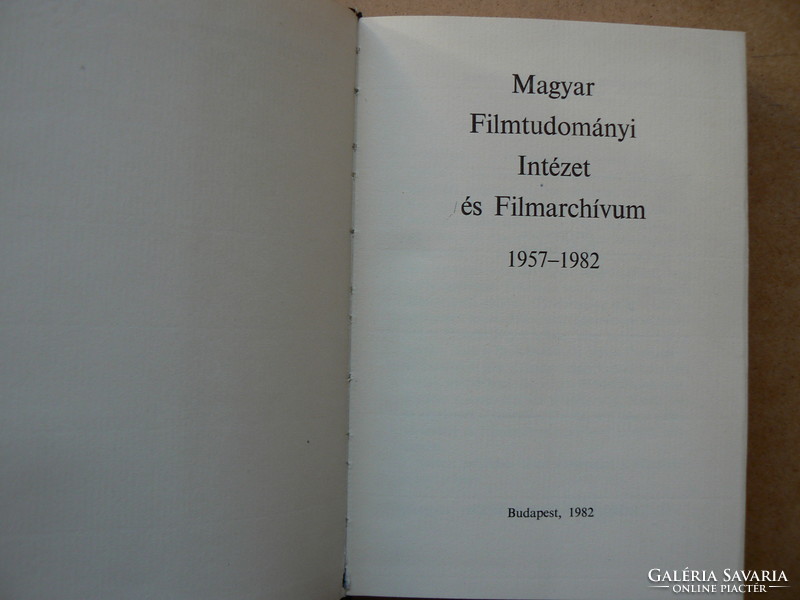 Hungarian Institute of Film Studies and film archive (1957-82, György szabó 1982, book in good condition, rare